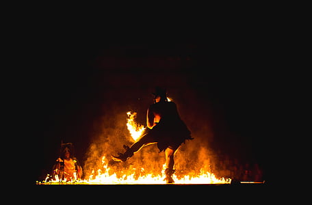 fire dancing during night