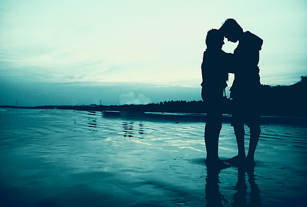 silhouette photo of couple