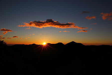 silhouette of mountain in golden hour photography