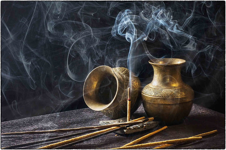 timelapse photography of brown incense