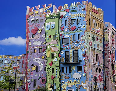 multicolored building art design