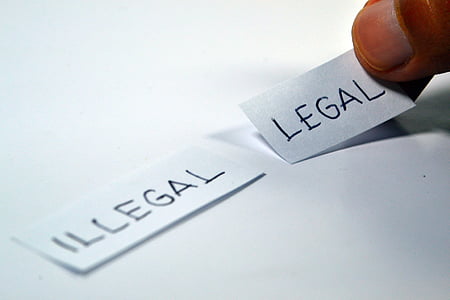 person holding Illegal and Legal printing papers