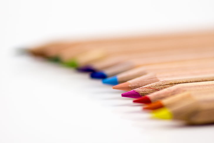 selective focus photography of coloring pencils