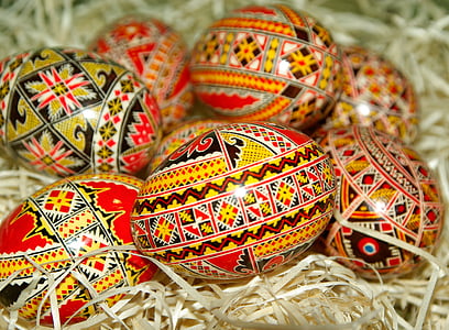 orange-black-and-yellow Easter eggs