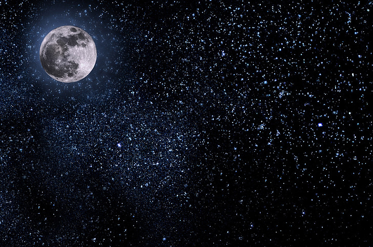 night sky stars and moon real