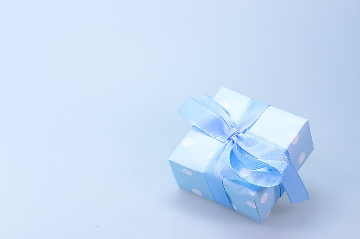 teal and white gift box