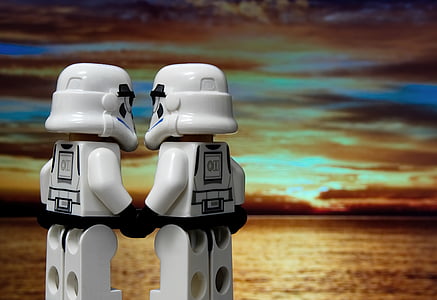 two Star Wars Storm Trooper plastic toys