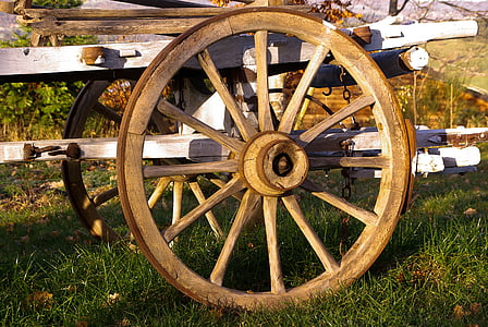 brown carriage wheel