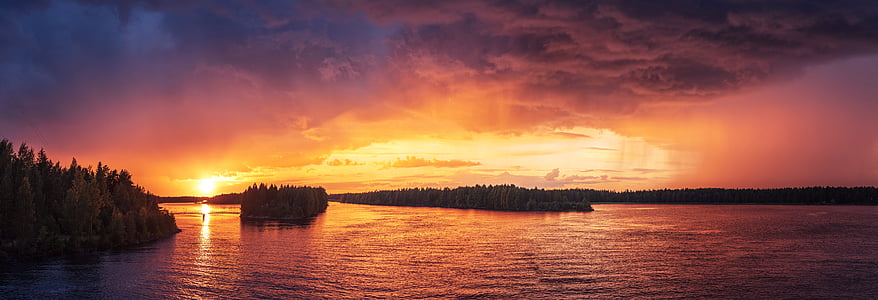 panoramic photography of body of water during sunset